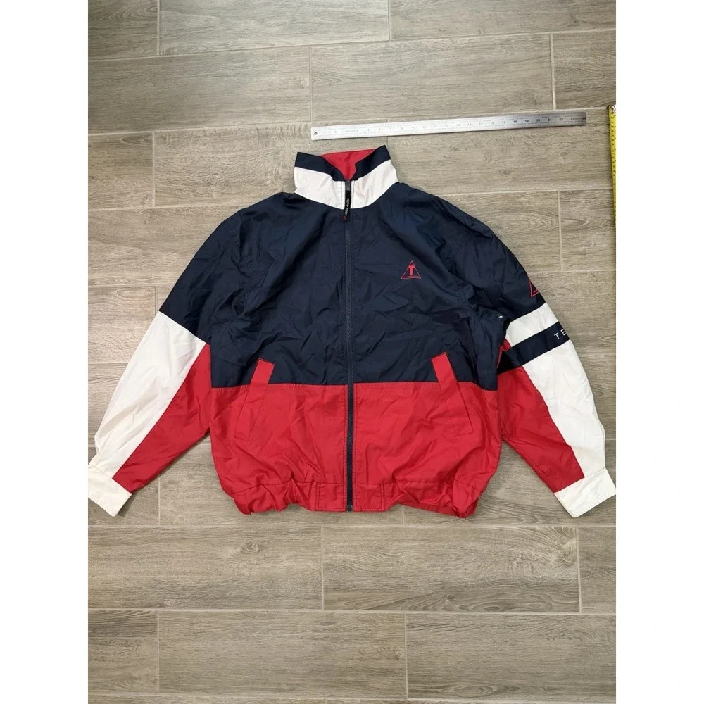 Vintage REPP Tech Navy Blue And Red Zip Up‎ Windbreaker Jacket Size XL